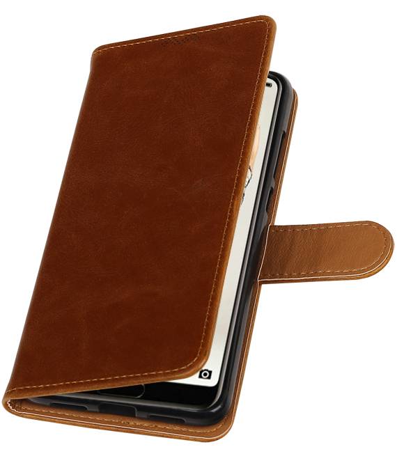 Pull Up PU Leather Bookstyle per Huawei P20 Pro Brown