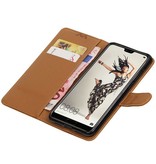 Pull Up PU Leather Bookstyle per Huawei P20 Pro Brown