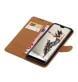 Pull Up PU Leder Bookstyle voor Huawei P20 Pro Bruin