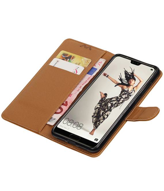 Pull Up PU Leather Bookstyle para Huawei P20 Pro Brown