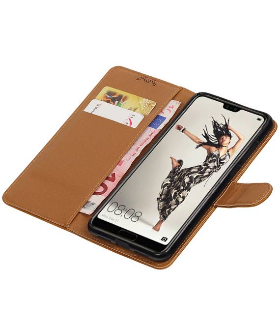 Pull Up PU Leather Bookstyle per Huawei P20 Pro Brown