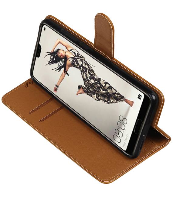 Pull Up PU Leather Bookstyle para Huawei P20 Pro Brown