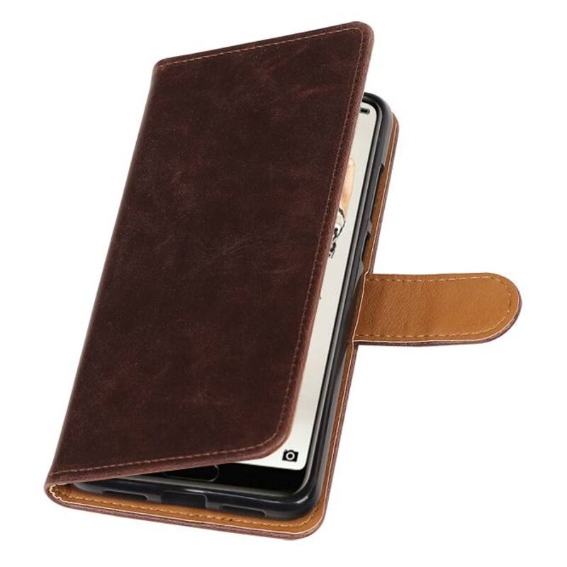 Pull Up PU Leder Bookstyle voor Huawei P20 Pro Mocca
