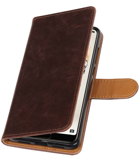 Pull Up PU cuir Bookstyle pour Huawei P20 Pro Mocca