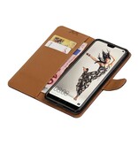 Pull Up PU Leather Bookstyle for Huawei P20 Pro Mocca
