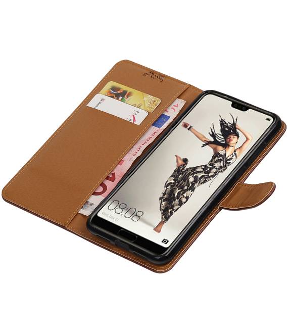 Pull Up PU cuir Bookstyle pour Huawei P20 Pro Mocca