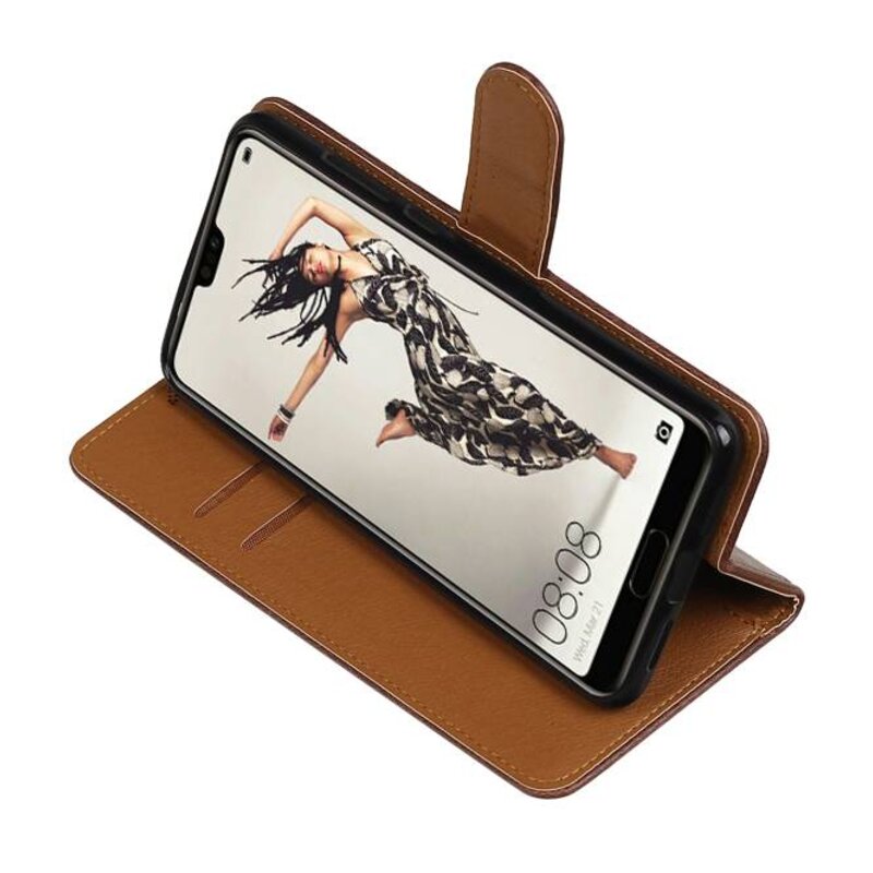 Pull Up PU cuir Bookstyle pour Huawei P20 Pro Mocca