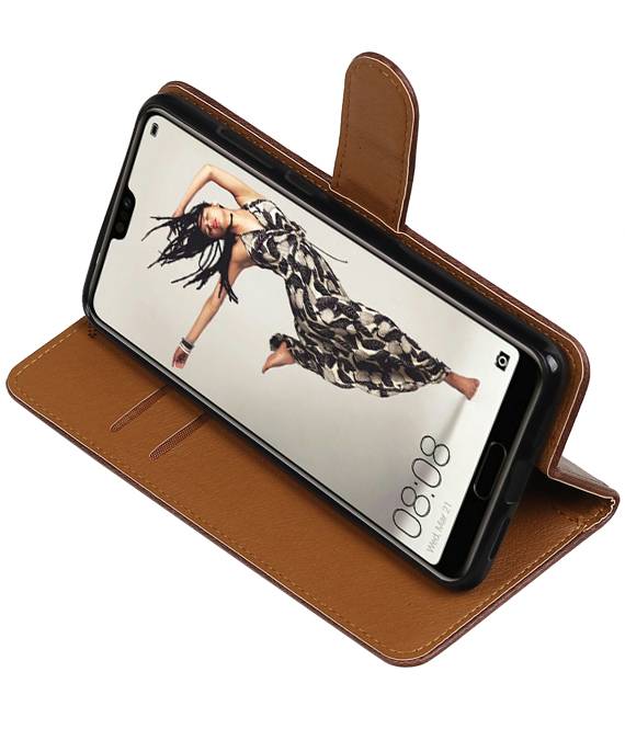 Pull Up PU cuir Bookstyle pour Huawei P20 Pro Mocca