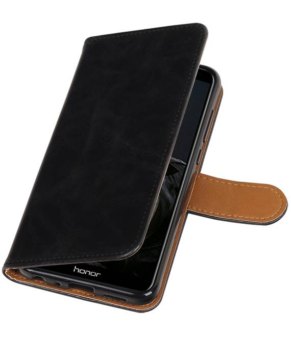 Pull Up PU Leder Bookstyle voor Huawei P Smart Zwart