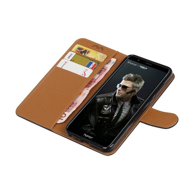 Pull Up PU Leder Bookstyle für Huawei P Smart Black