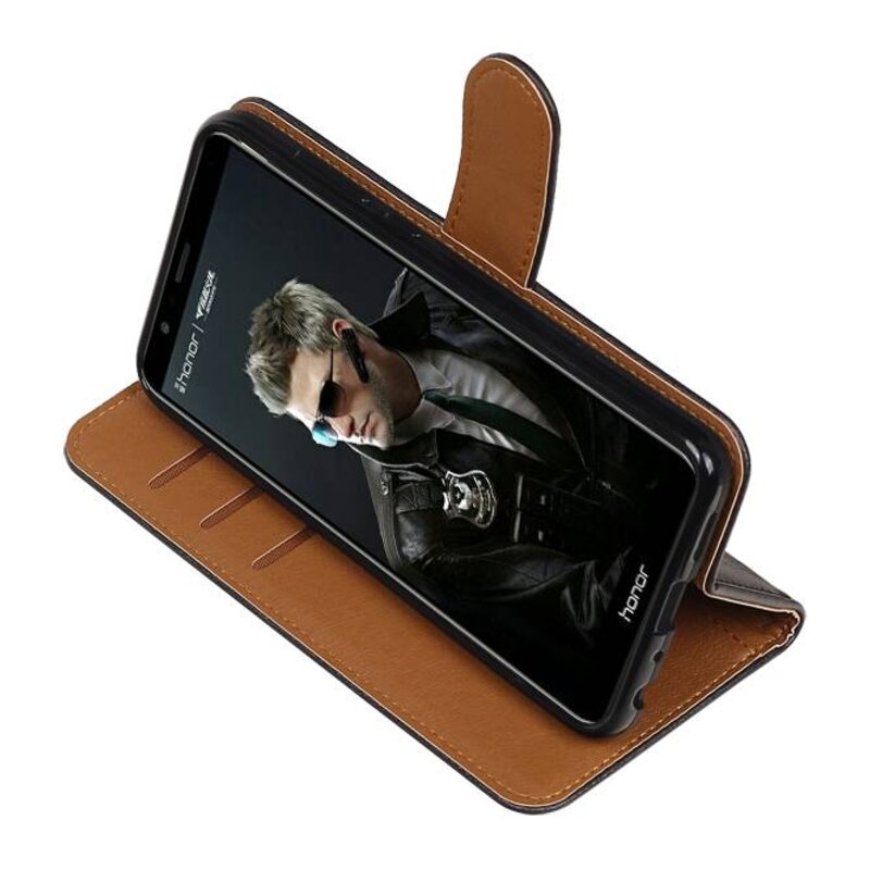 Pull Up PU Leder Bookstyle für Huawei P Smart Black