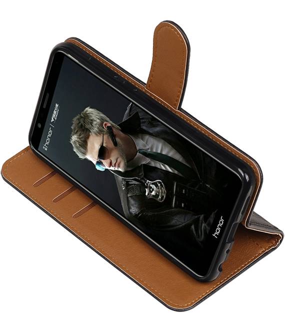 Pull Up PU Leather Bookstyle para Huawei P Smart Black