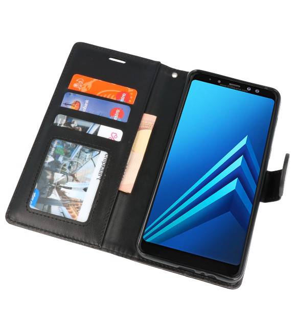Wallet Cases Hülle für Galaxy A8 Plus (2018) Schwarz
