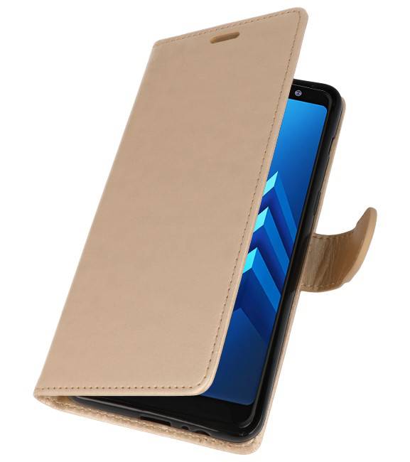 Wallet Cases Hoesje voor Galaxy A8 Plus (2018) Goud