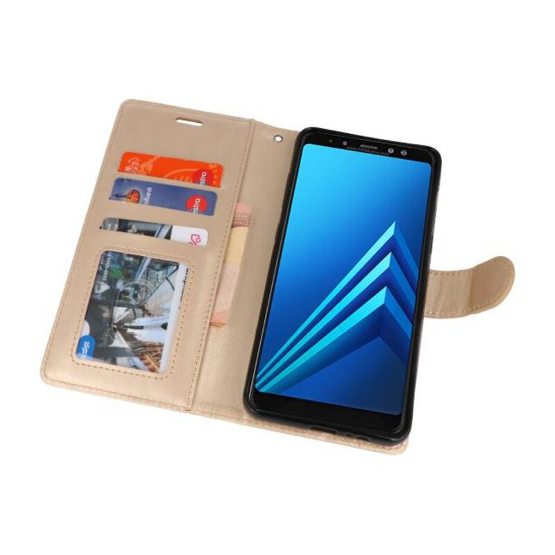 Custodie per portafogli per Galaxy A8 Plus (2018) Gold
