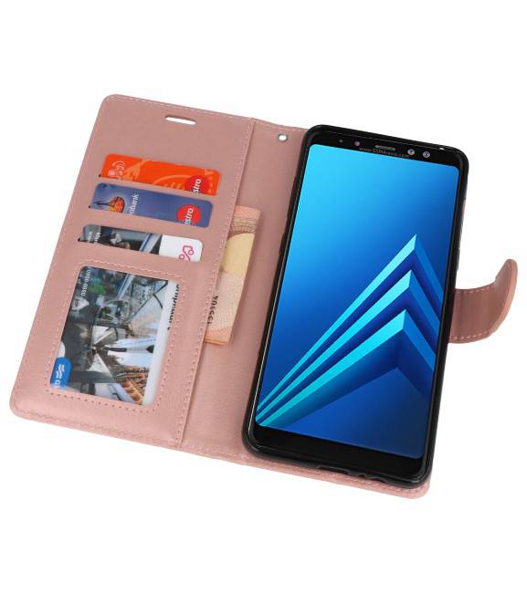 Wallet Cases Hoesje voor Galaxy A8 Plus (2018) Roze