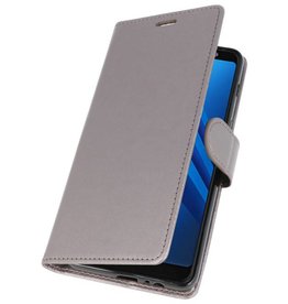 Étui portefeuille pour Galaxy A8 Plus (2018) Gris