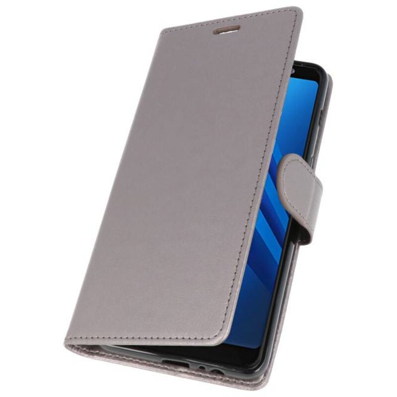 Wallet Cases Hoesje voor Galaxy A8 Plus (2018) Grijs
