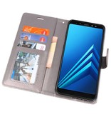 Wallet Cases Hoesje voor Galaxy A8 Plus (2018) Grijs