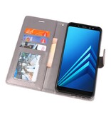 Wallet Cases Hoesje voor Galaxy A8 Plus (2018) Grijs