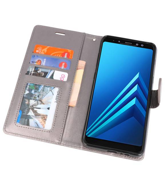 Wallet Cases Hoesje voor Galaxy A8 Plus (2018) Grijs