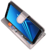 Wallet Cases Hoesje voor Galaxy A8 Plus (2018) Grijs