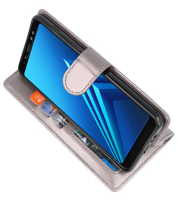 Wallet Cases Tasche für Galaxy A8 Plus (2018) Grau