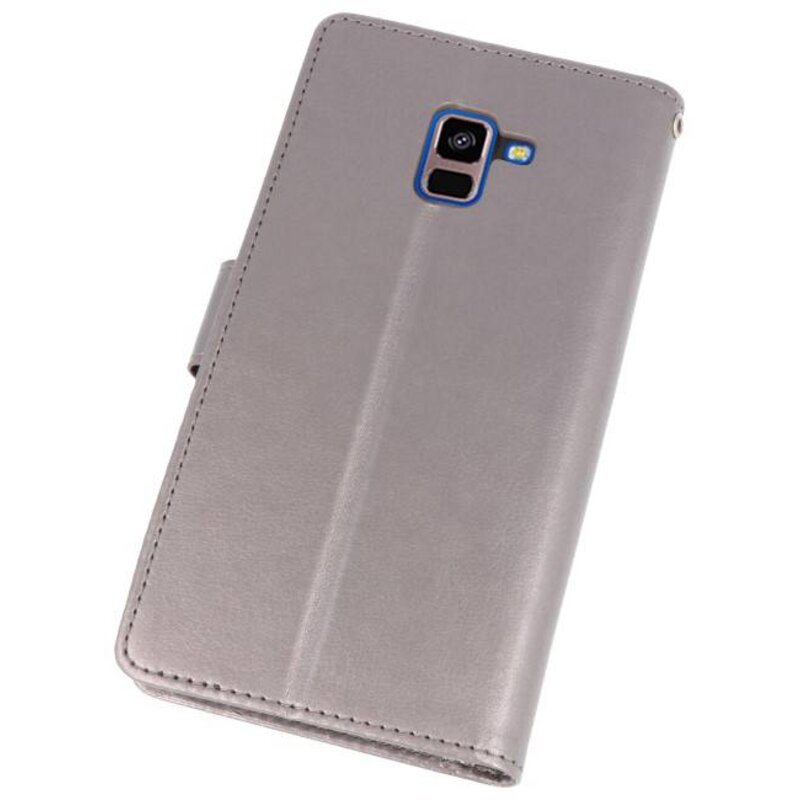 Wallet Cases Hoesje voor Galaxy A8 Plus (2018) Grijs