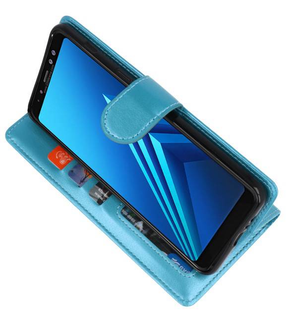 Wallet Cases Hoesje voor Galaxy A8 Plus (2018) Turquoise