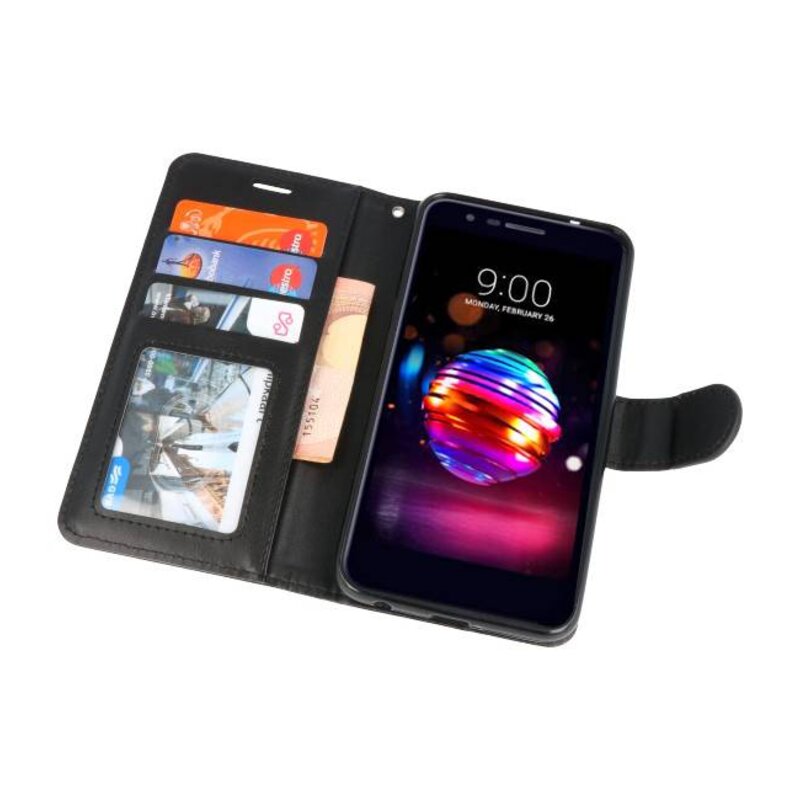Wallet Cases Tasche für LG K10 2018 Schwarz