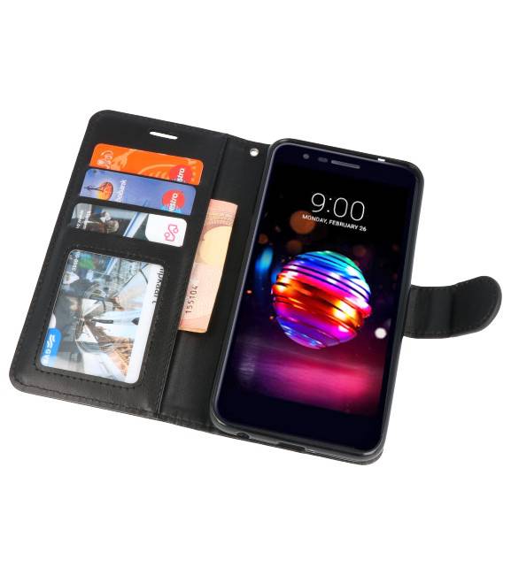 Wallet Cases Tasche für LG K10 2018 Schwarz