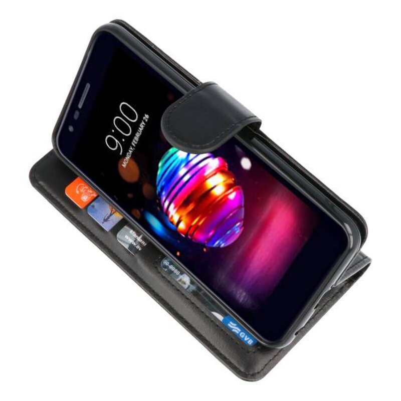 Wallet Cases Tasche für LG K10 2018 Schwarz