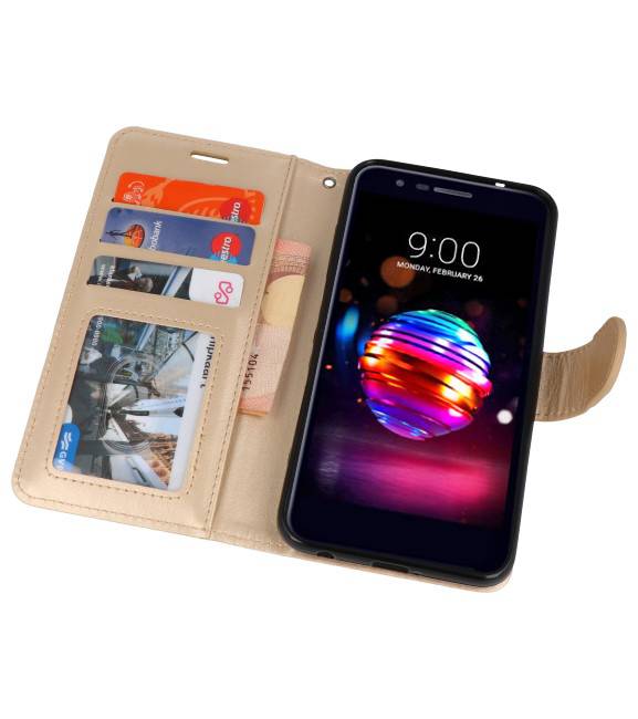 Wallet Cases Tasche für LG K10 2018 Gold