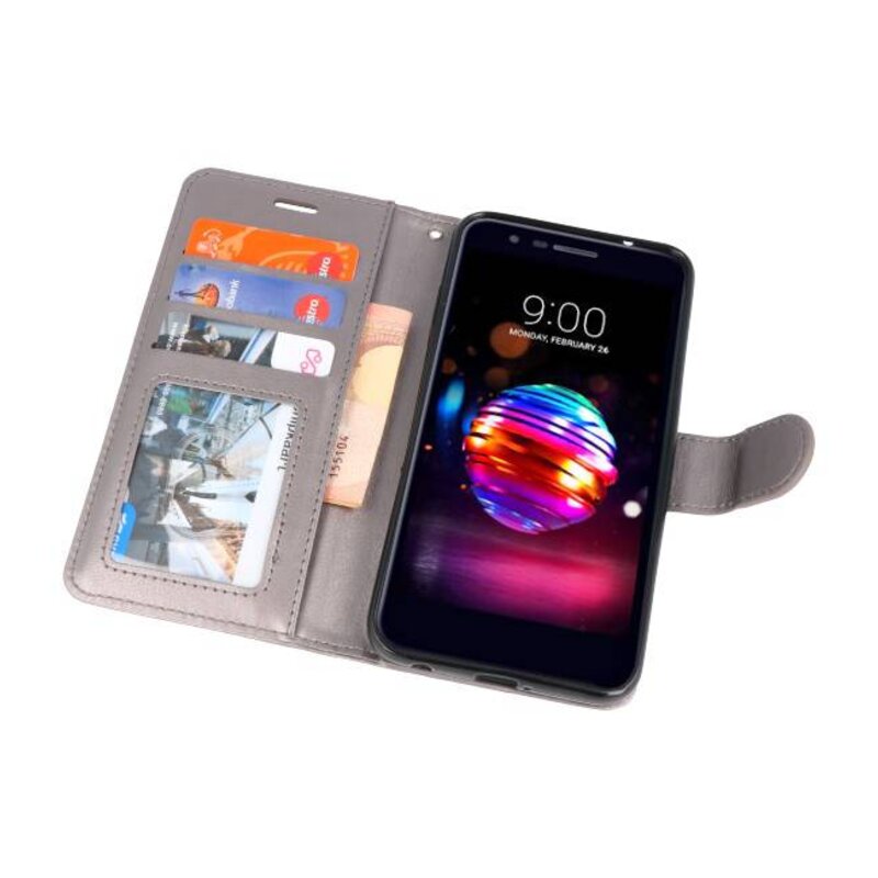 Etui Portefeuille pour LG K10 2018 Gris