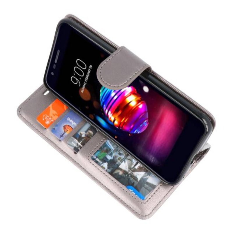 Etui Portefeuille pour LG K10 2018 Gris