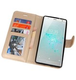 Wallet Cases Hoesje voor Xperia XZ2 Goud