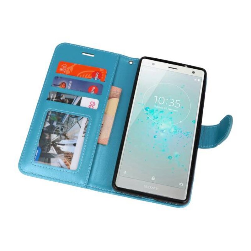 Wallet Cases Hoesje voor Xperia XZ2 Turquoise