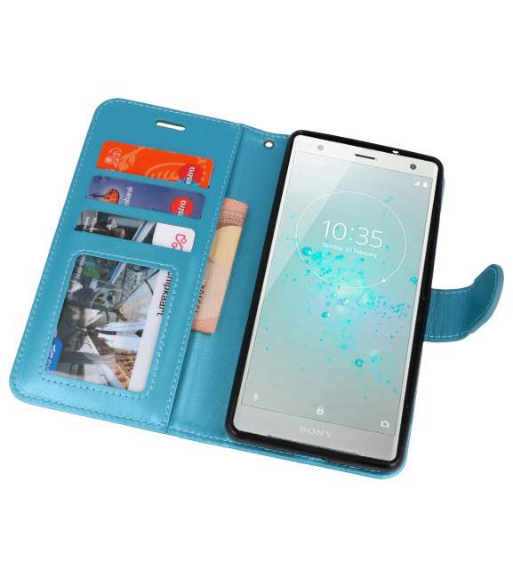 Wallet Cases Hoesje voor Xperia XZ2 Turquoise