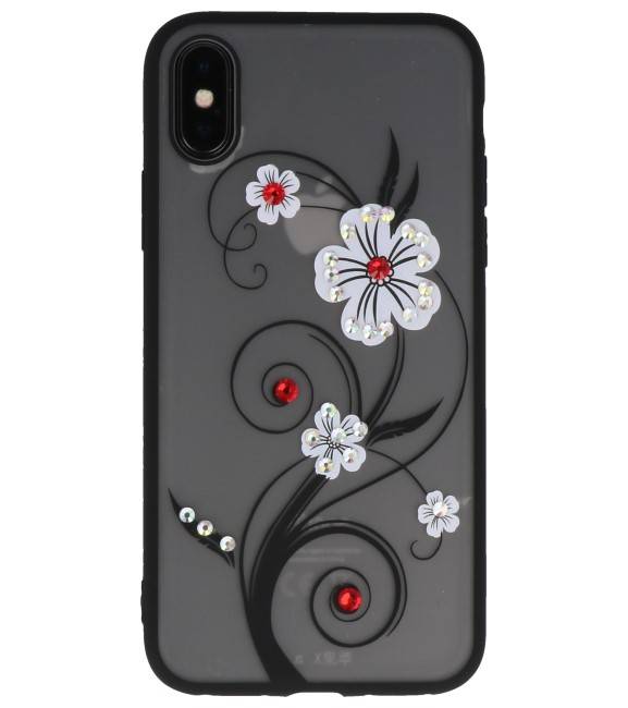 Diamand Lelies Hoesjes Cases voor iPhone X Wit