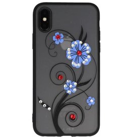 Custodie Diamand Lilies per iPhone X Blue
