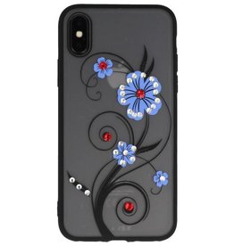 Diamand Lelies Hoesjes Cases voor iPhone X Blauw