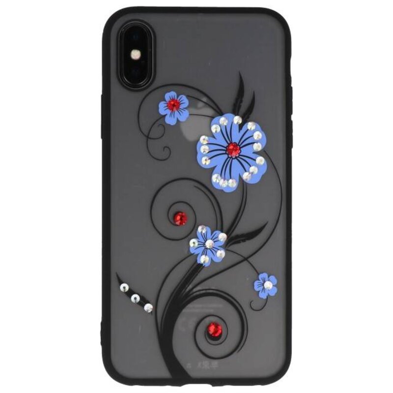 Diamand Lilien-Kästen für iPhone X Blau
