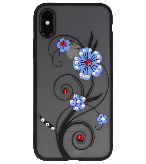 Diamand Lilies Cases for iPhone X Blue