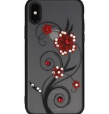 Casos Diamant Lilies para iPhone X Rojo