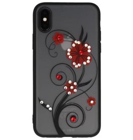 Casos Diamant Lilies para iPhone X Rojo