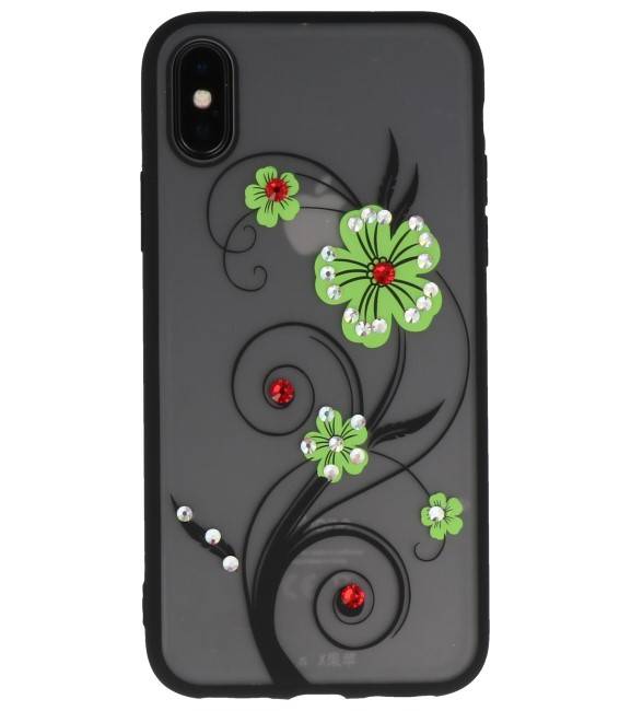 Diamand Lilies Cases for iPhone X Green