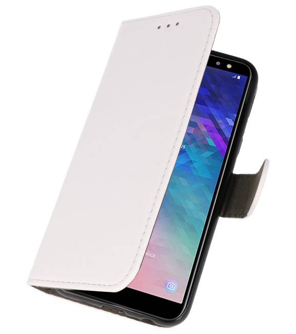 Estuche de Estuche para Estuche Wallet Bookstyle para Galaxy A6 2018 Blanco