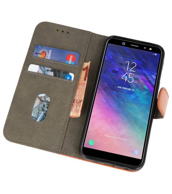 Estuche para estuches de Bookstyle Wallet para Galaxy A6 2018 Brown