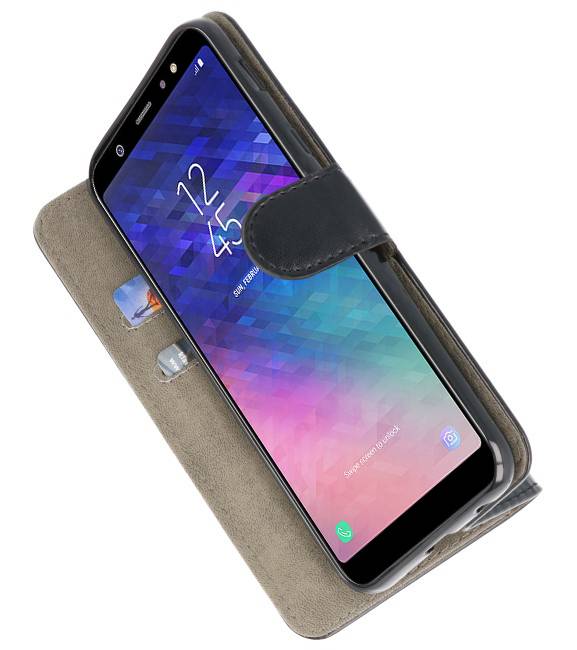 Bookstyle Wallet Cases Tasche für Galaxy A6 Plus 2018 Schwarz