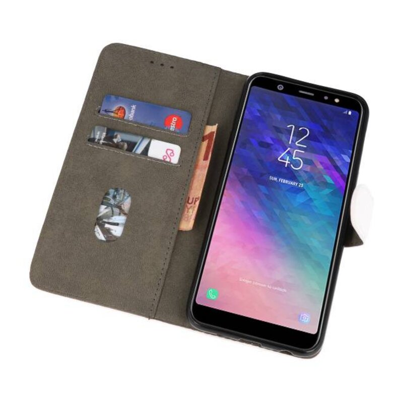 Estuche de estuches Bookstyle Wallet para Galaxy A6 Plus 2018 Blanco